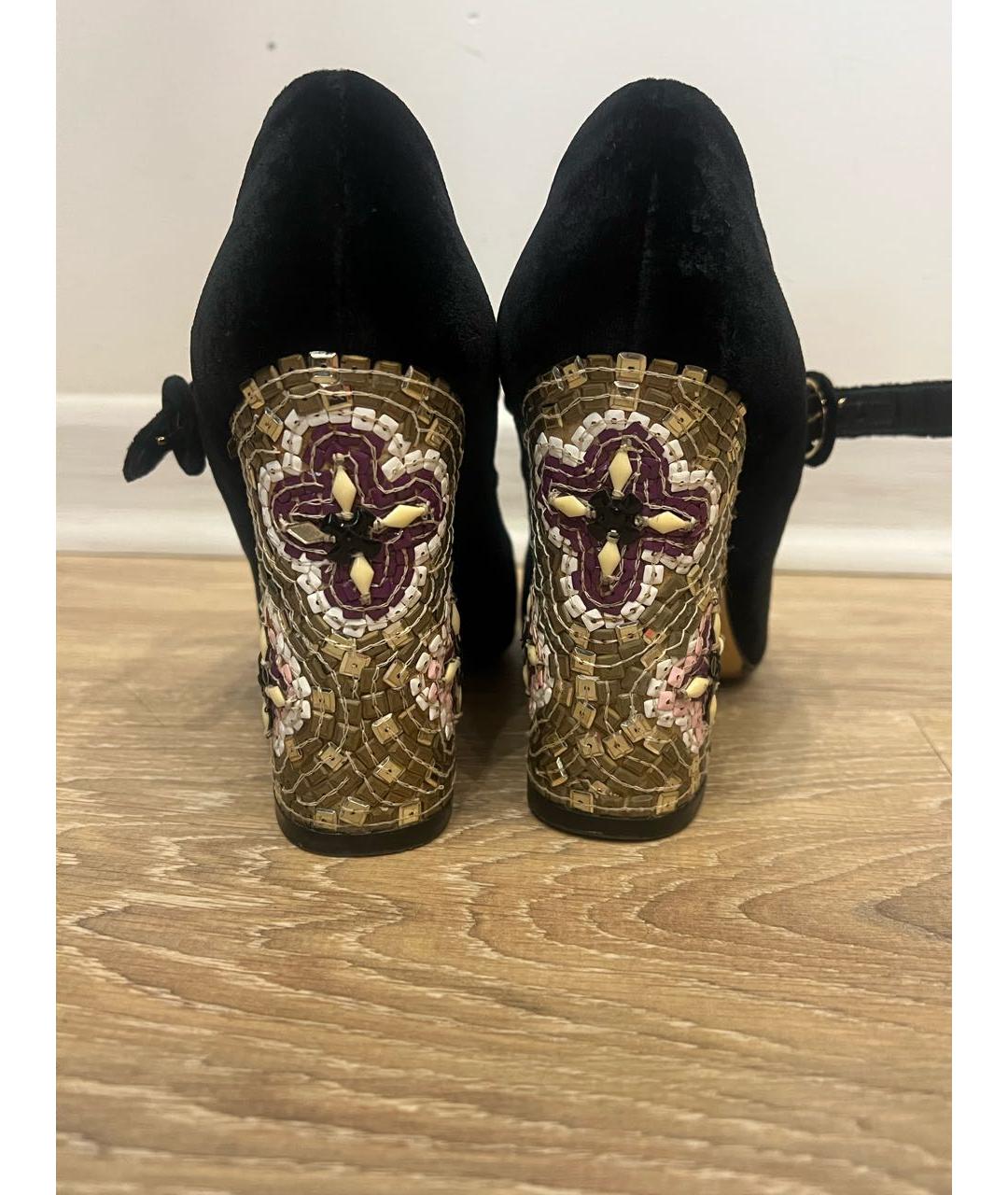 DOLCE&GABBANA Черные бархатные туфли, фото 4