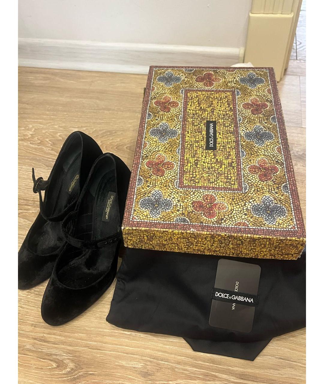 DOLCE&GABBANA Черные бархатные туфли, фото 5
