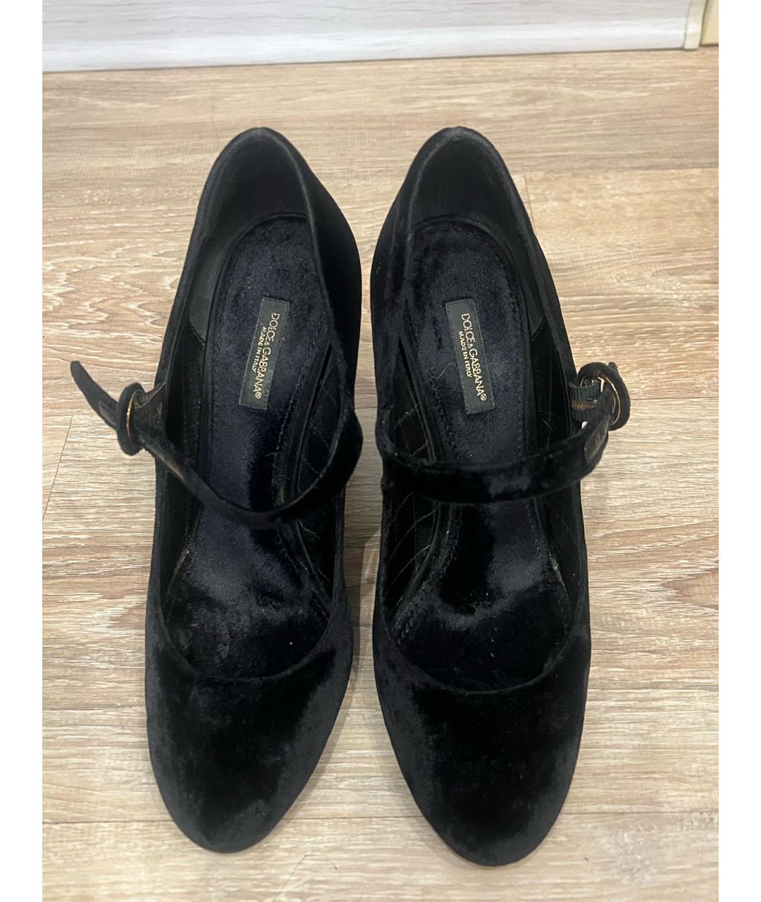 DOLCE&GABBANA Черные бархатные туфли, фото 2