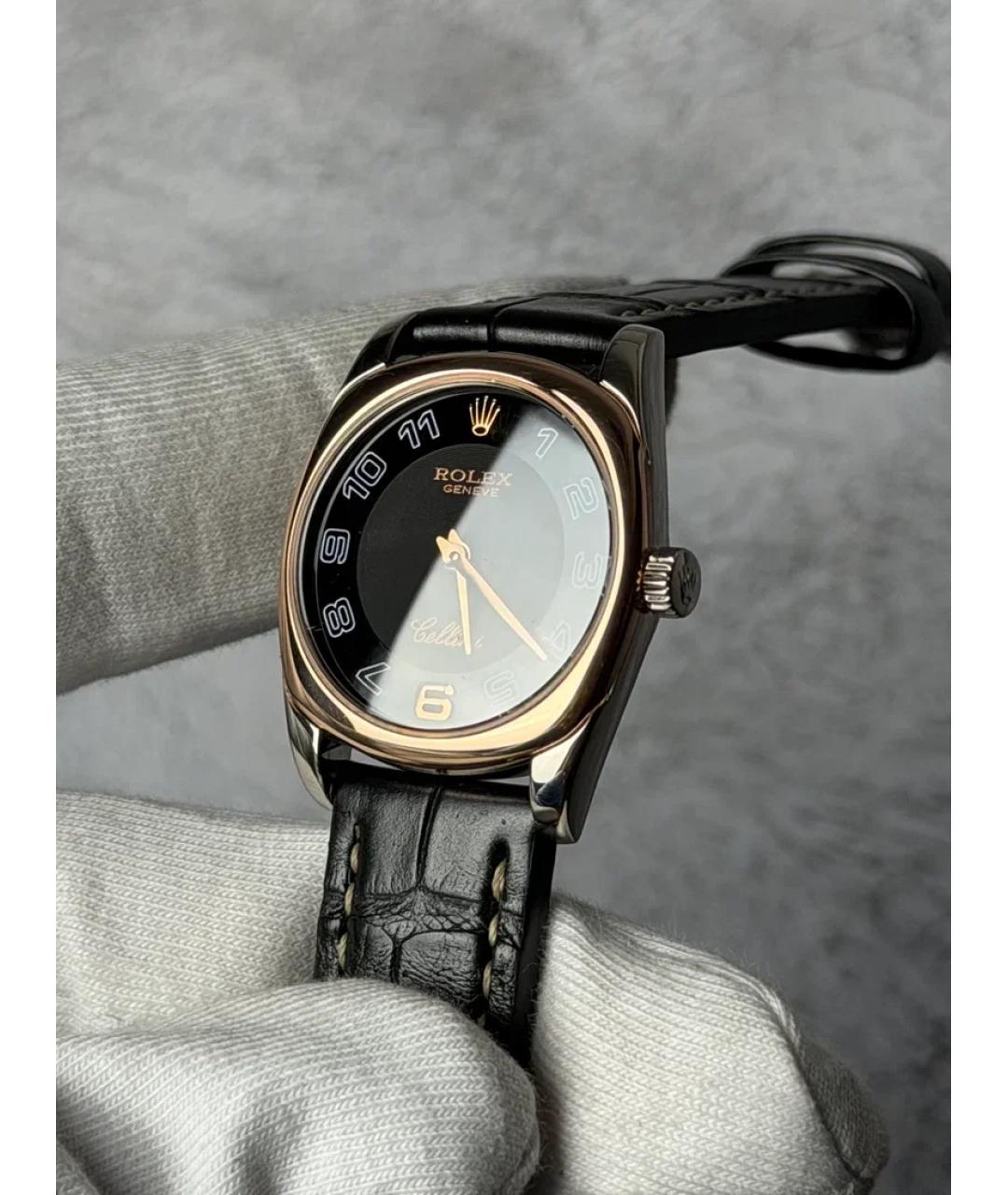 ROLEX Черные часы из розового золота, фото 3