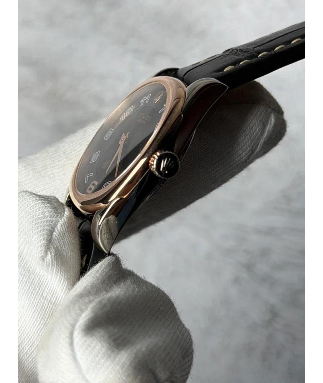ROLEX Черные часы из розового золота, фото 4