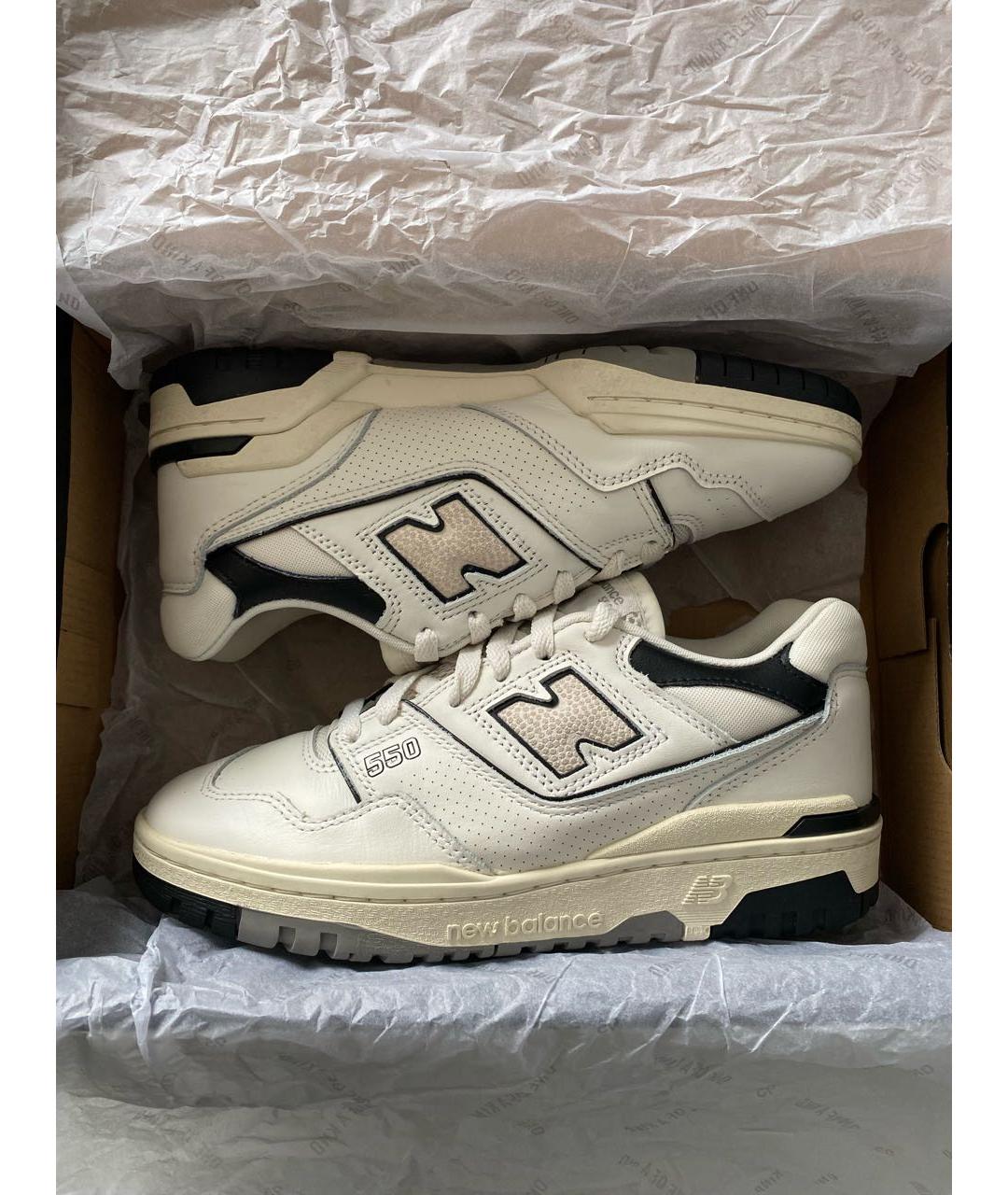 NEW BALANCE Белые кожаные низкие кроссовки / кеды, фото 2
