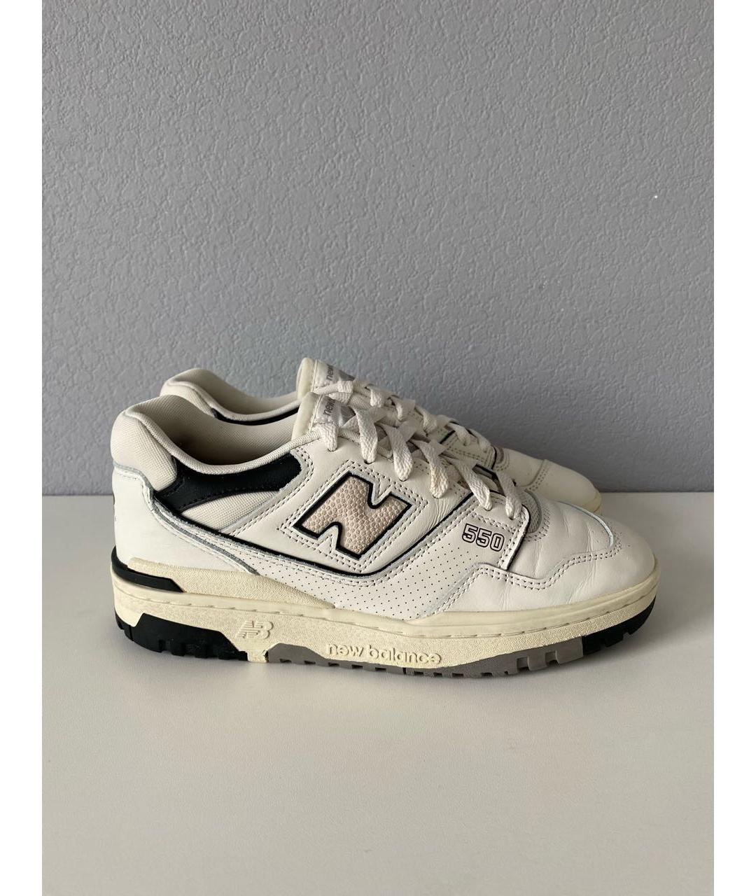 NEW BALANCE Белые кожаные низкие кроссовки / кеды, фото 4