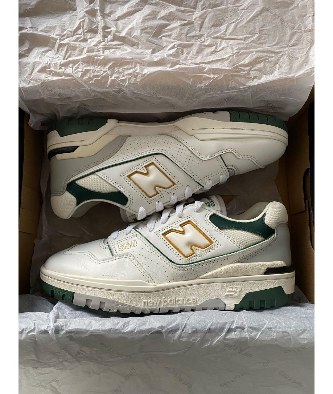 NEW BALANCE Белые кожаные низкие кроссовки / кеды, фото 2