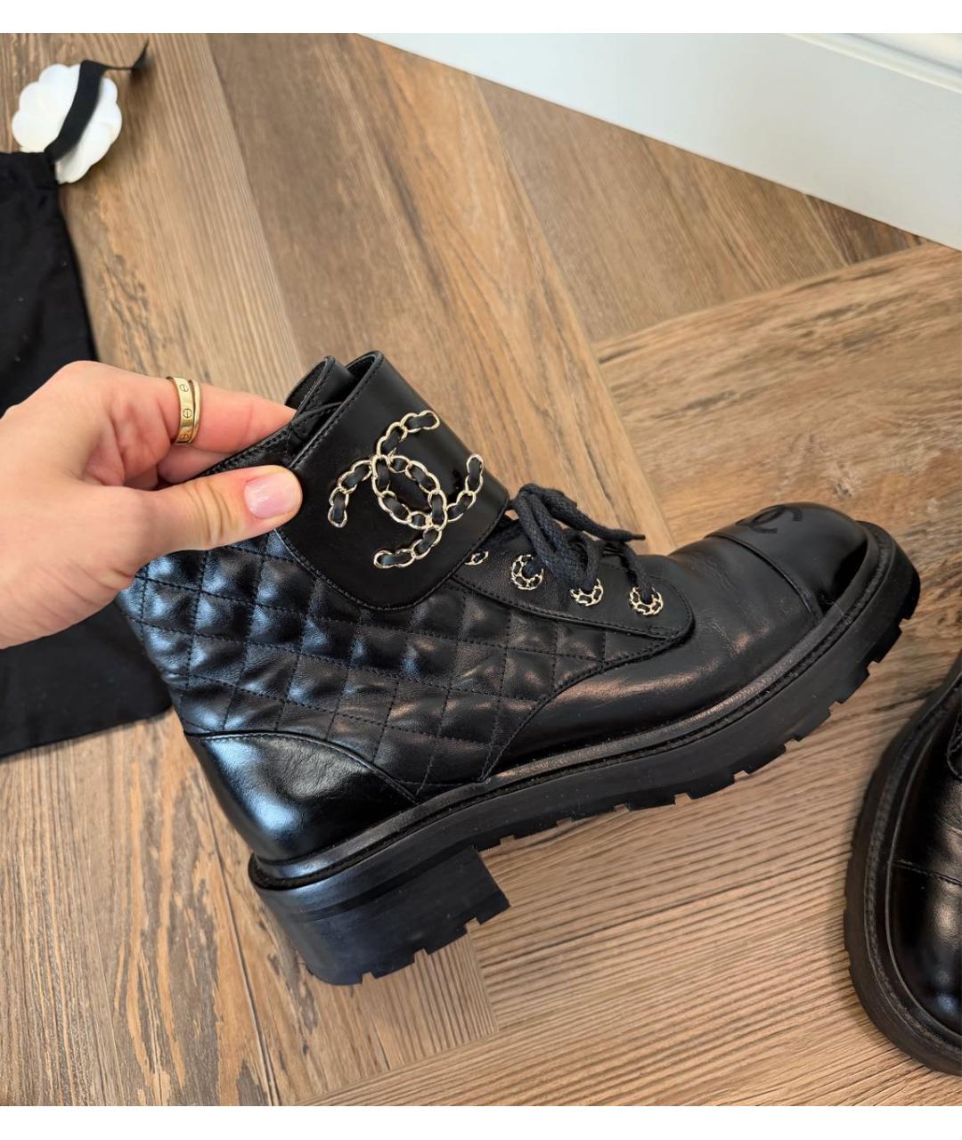 CHANEL Черные кожаные ботинки, фото 6