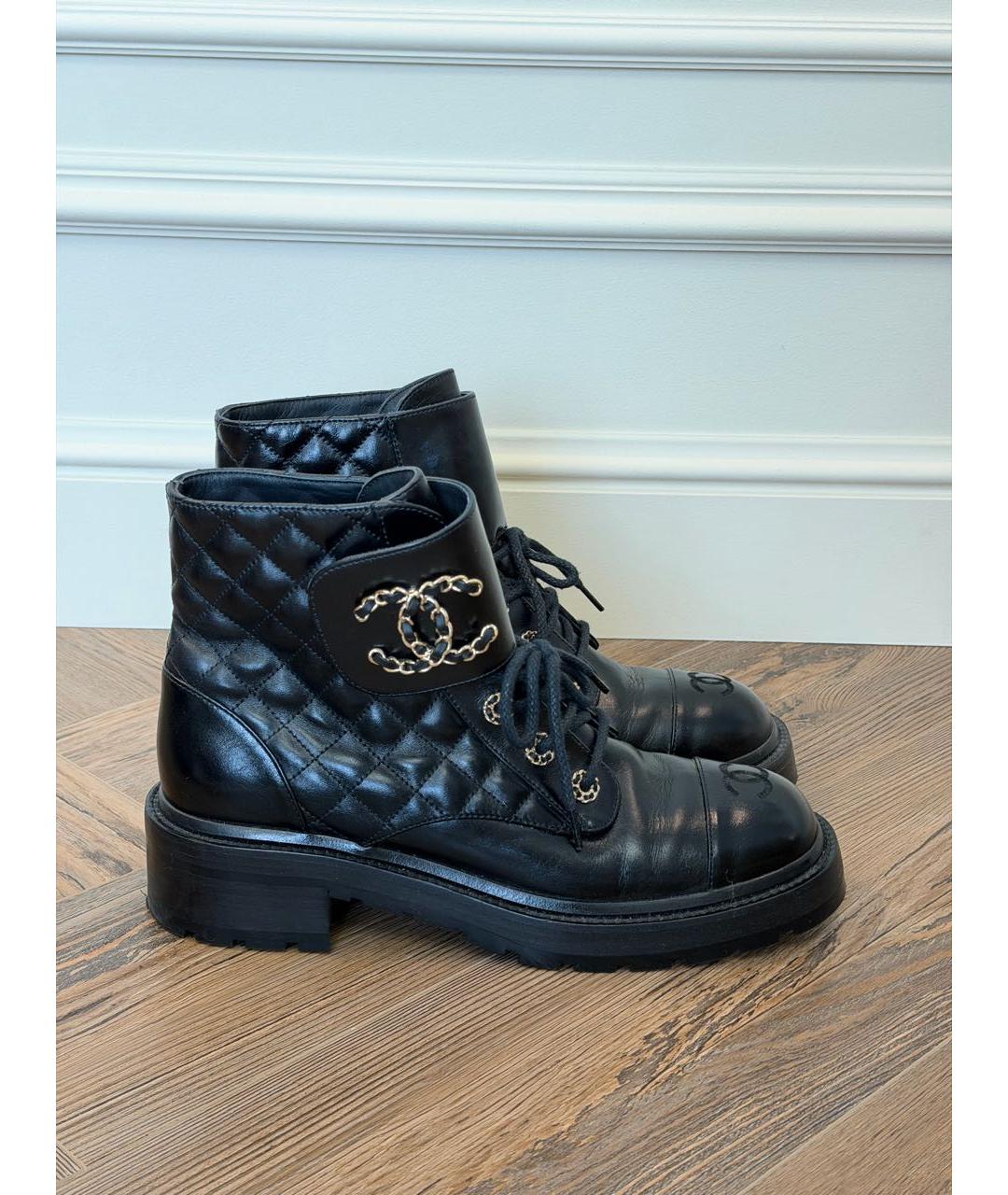 CHANEL Черные кожаные ботинки, фото 9