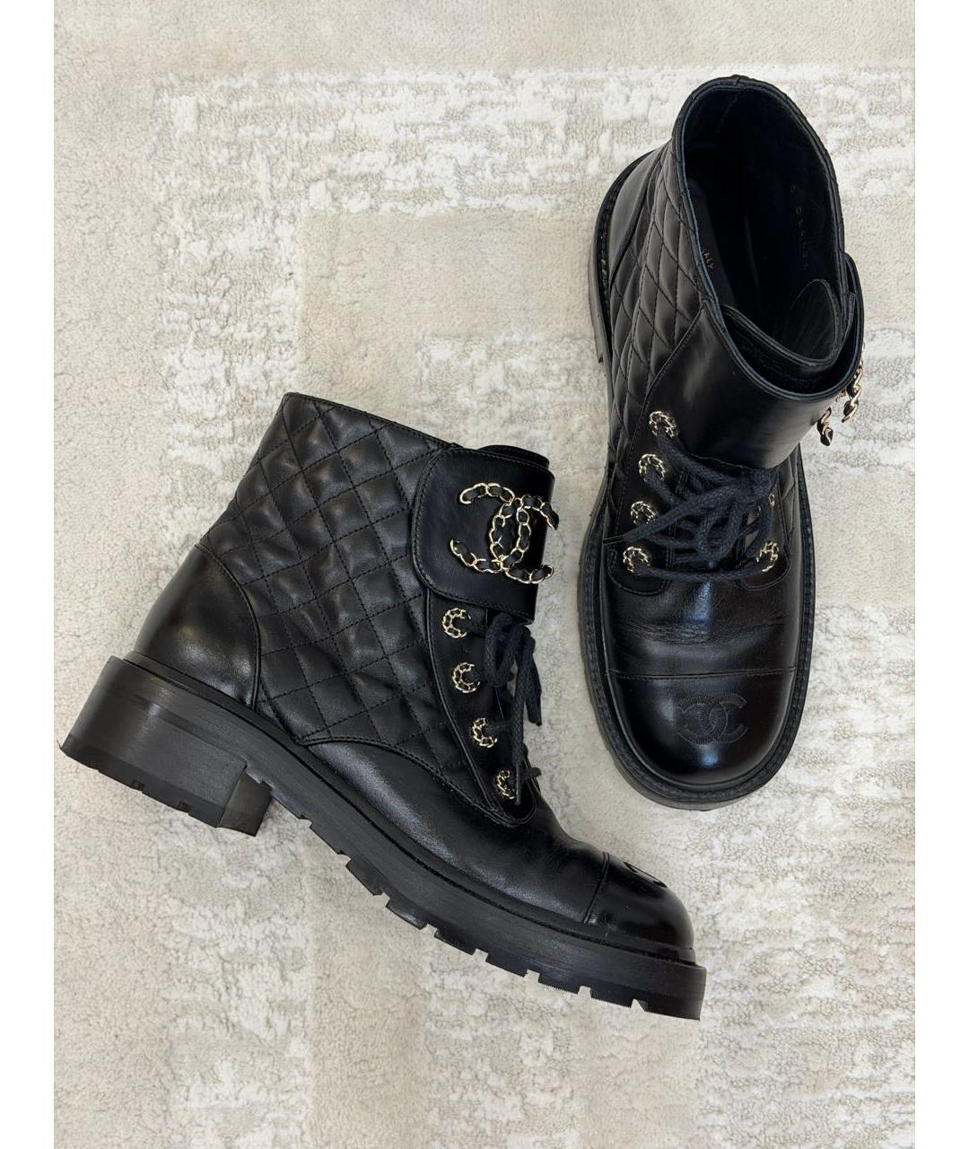 CHANEL Черные кожаные ботинки, фото 5