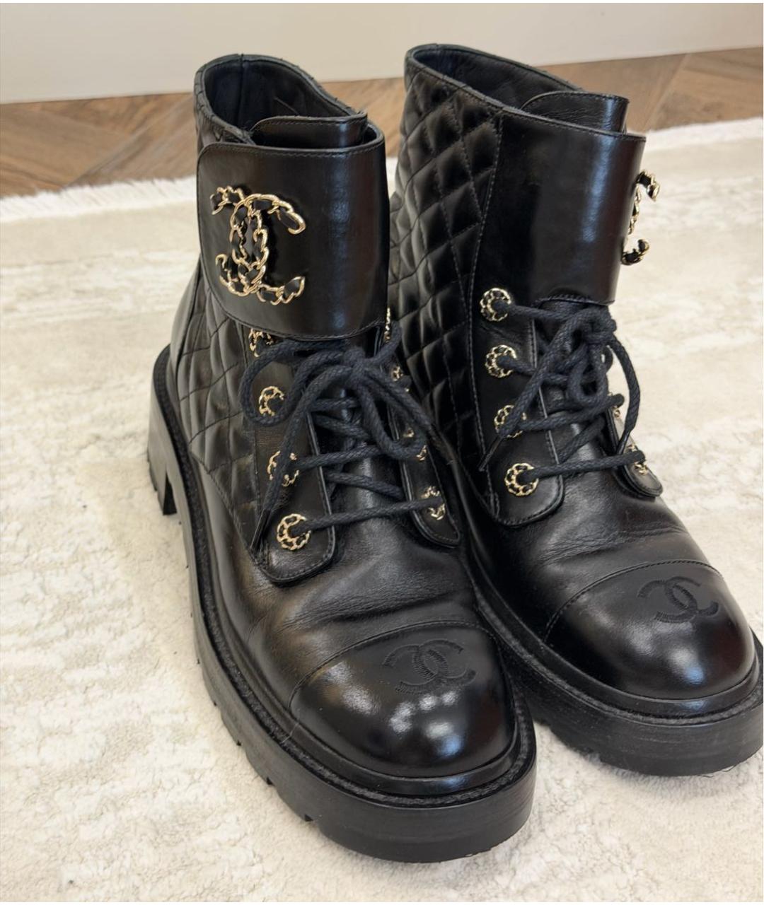 CHANEL Черные кожаные ботинки, фото 8