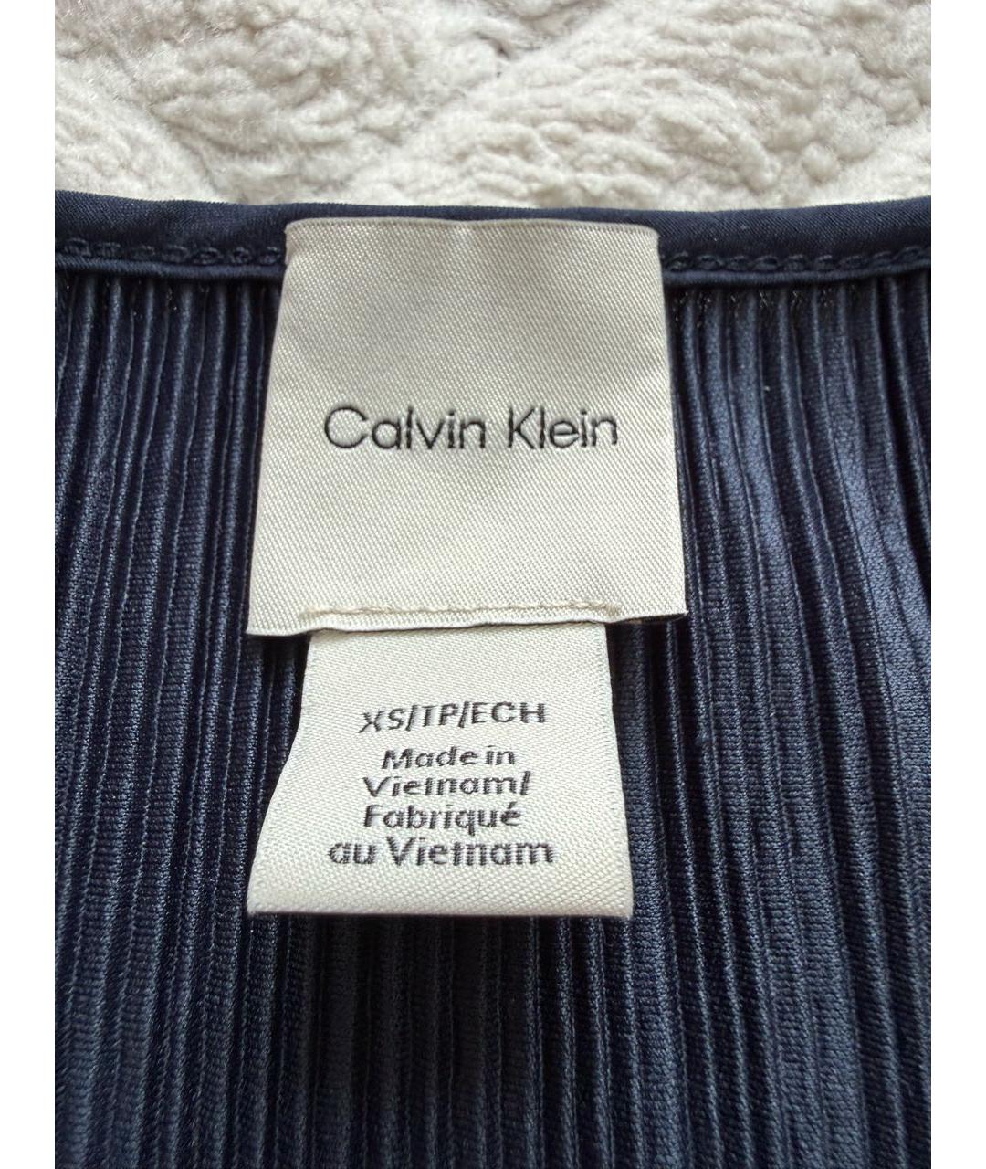 CALVIN KLEIN Темно-синее полиэстеровое повседневное платье, фото 3