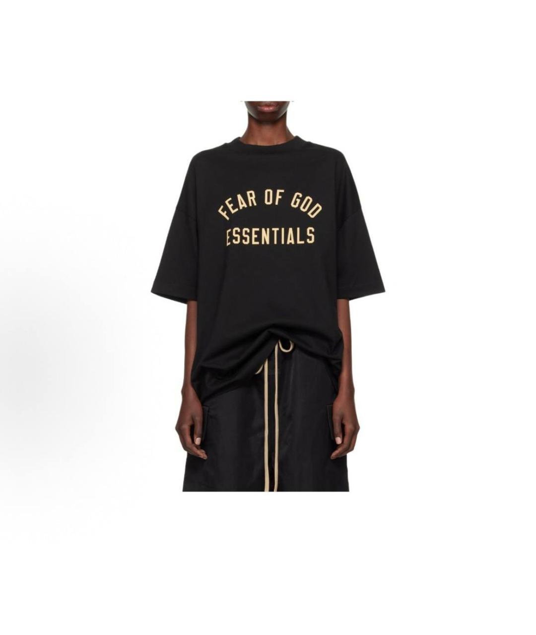 FEAR OF GOD ESSENTIALS Черная хлопковая футболка, фото 3