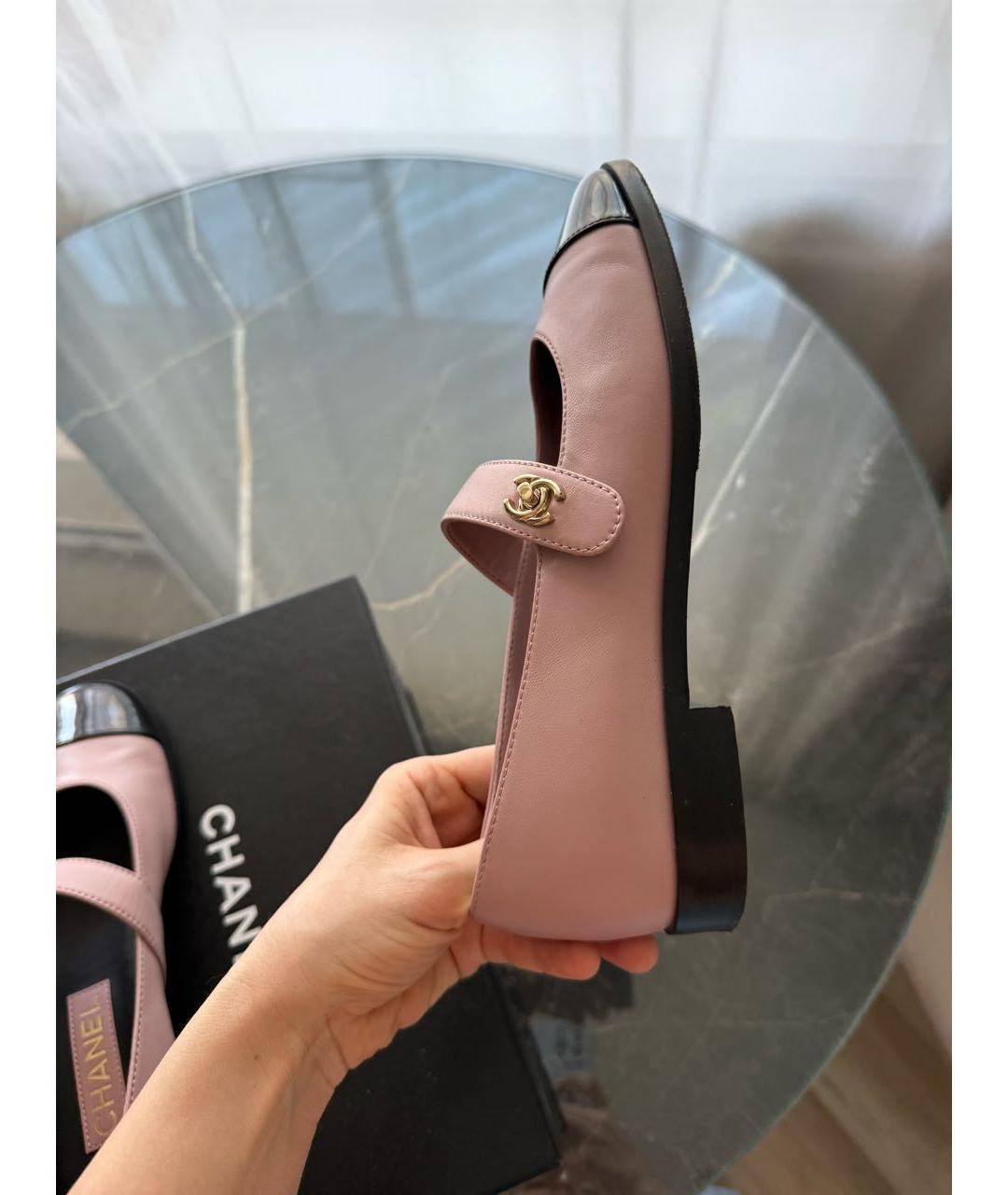 CHANEL Розовые кожаные туфли, фото 3