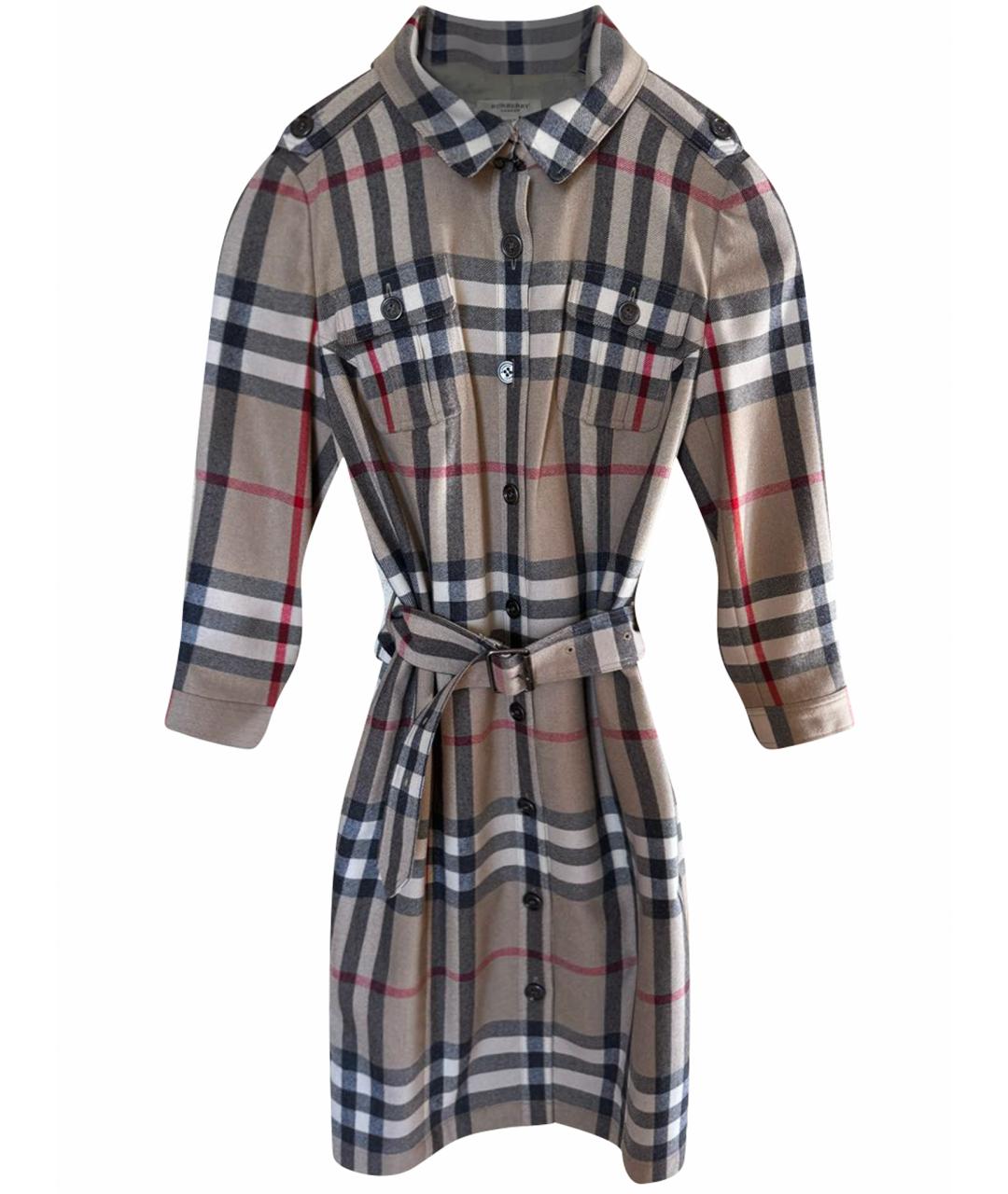 BURBERRY Бежевое шерстяное повседневное платье, фото 1