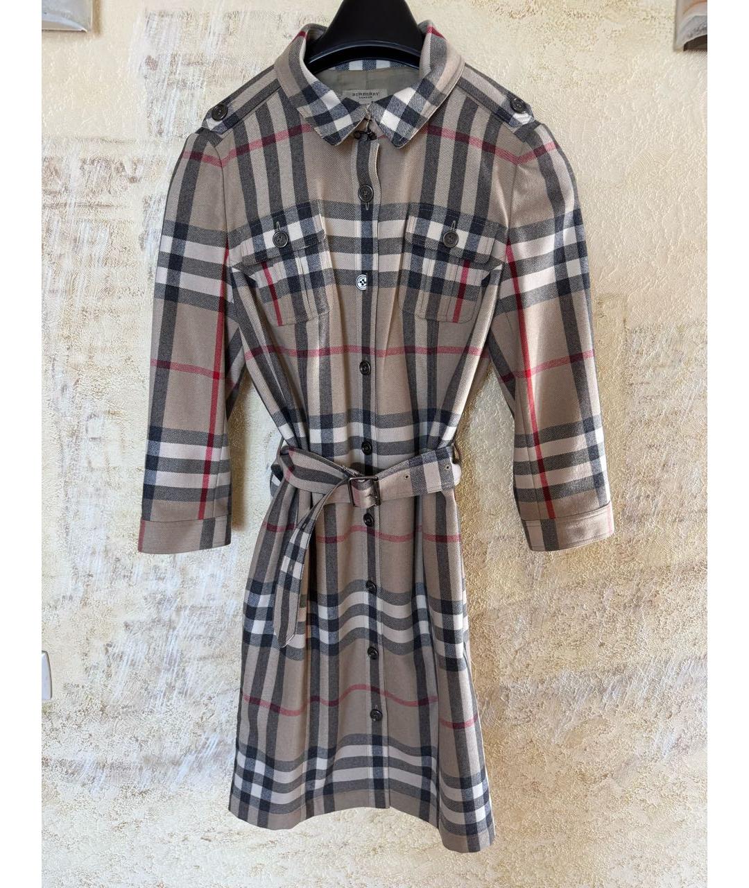 BURBERRY Бежевое шерстяное повседневное платье, фото 5