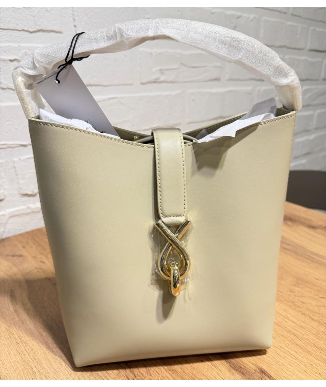 FURLA Бежевая кожаная сумка через плечо, фото 5