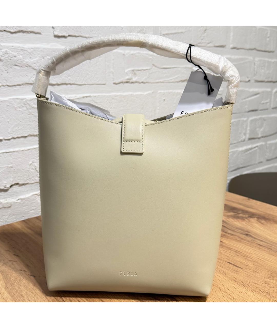 FURLA Бежевая кожаная сумка через плечо, фото 3