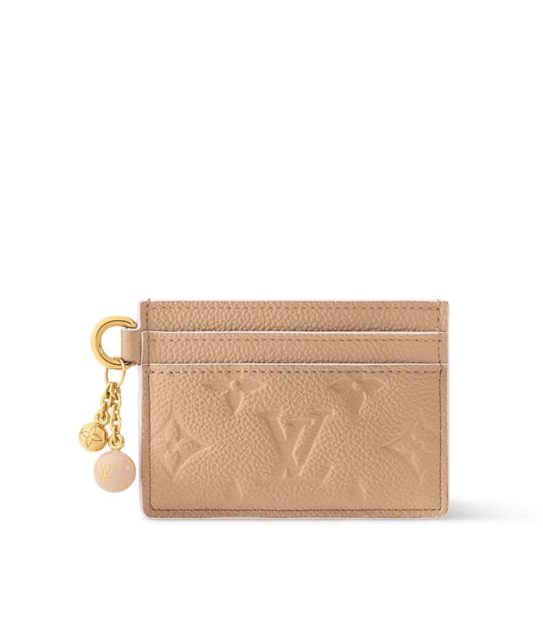 LOUIS VUITTON Бежевый кожаный кардхолдер, фото 1