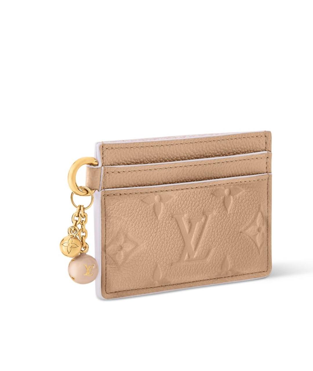 LOUIS VUITTON Бежевый кожаный кардхолдер, фото 2