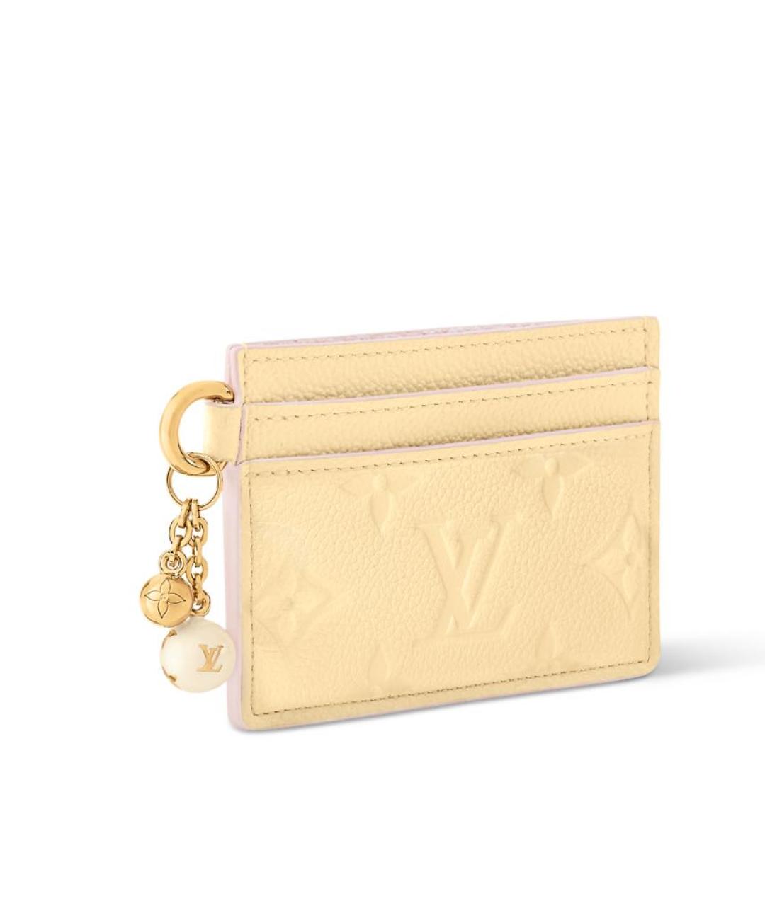 LOUIS VUITTON Желтый кожаный кардхолдер, фото 3