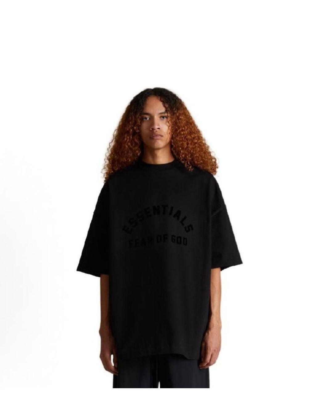FEAR OF GOD ESSENTIALS Черная хлопковая футболка, фото 4