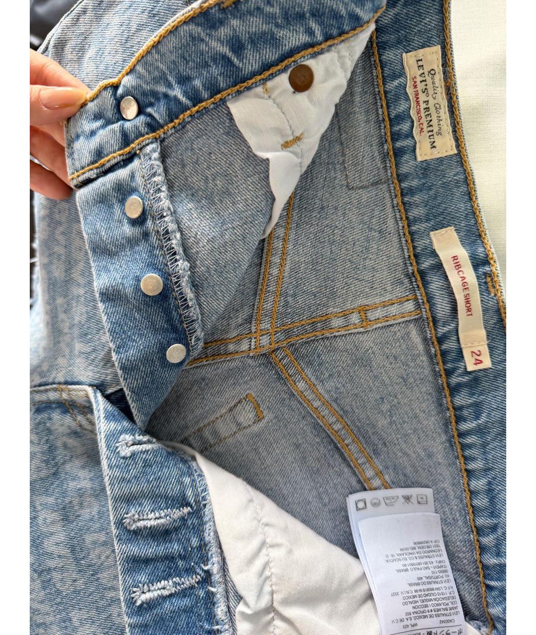 LEVI'S Голубые деним шорты, фото 3