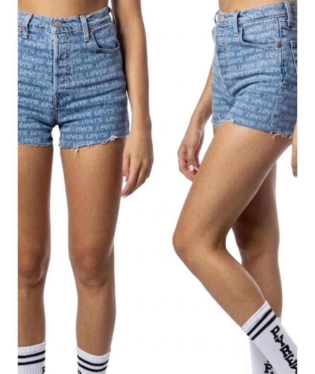 LEVI'S Голубые деним шорты, фото 4