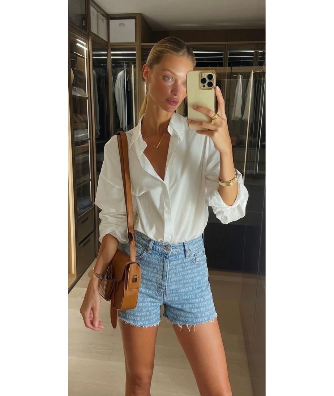 LEVI'S Голубые деним шорты, фото 5