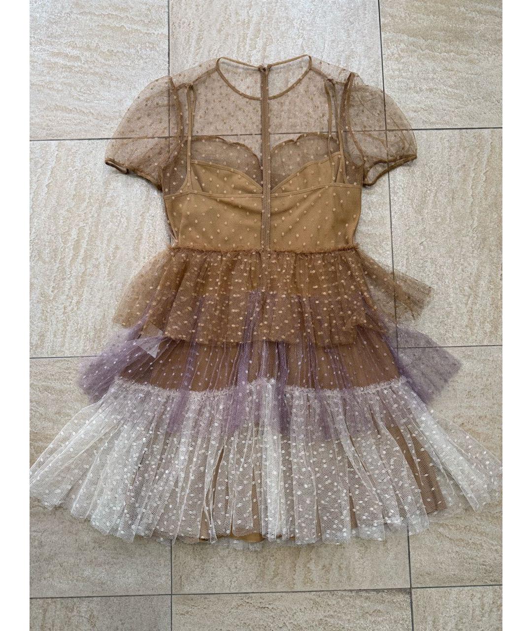 RED VALENTINO Коричневое сетчатое повседневное платье, фото 2