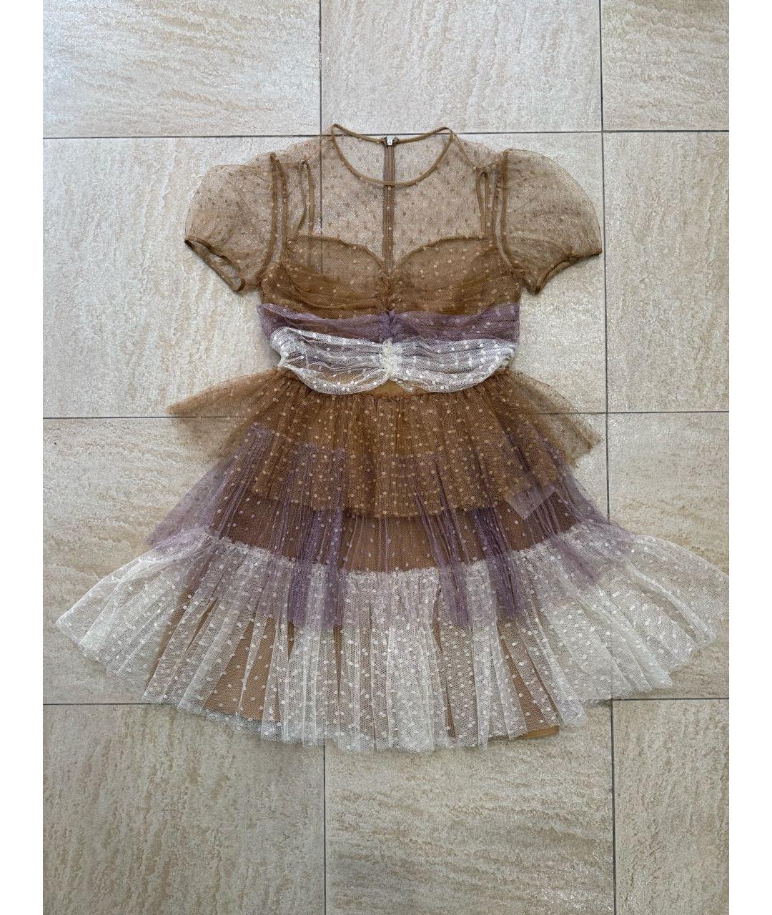 RED VALENTINO Коричневое сетчатое повседневное платье, фото 8