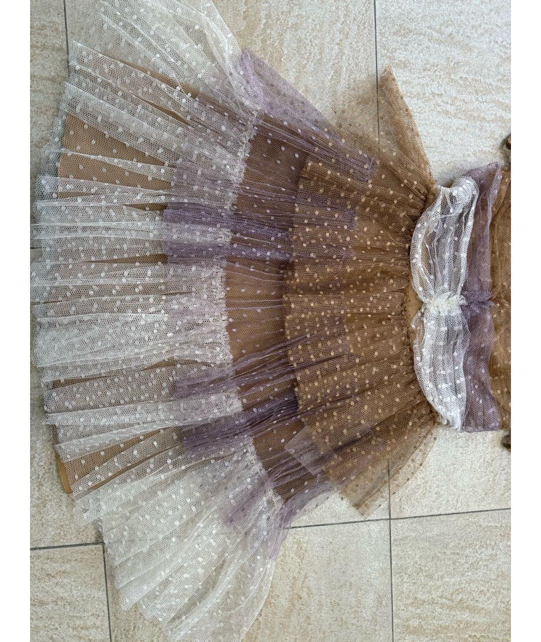 RED VALENTINO Коричневое сетчатое повседневное платье, фото 5