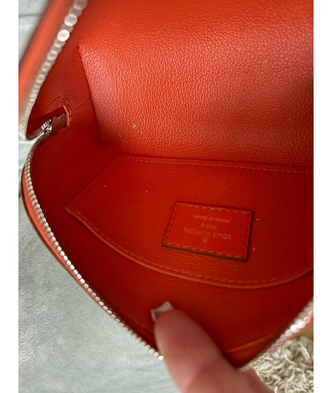 LOUIS VUITTON Оранжевая кожаная косметичка, фото 7