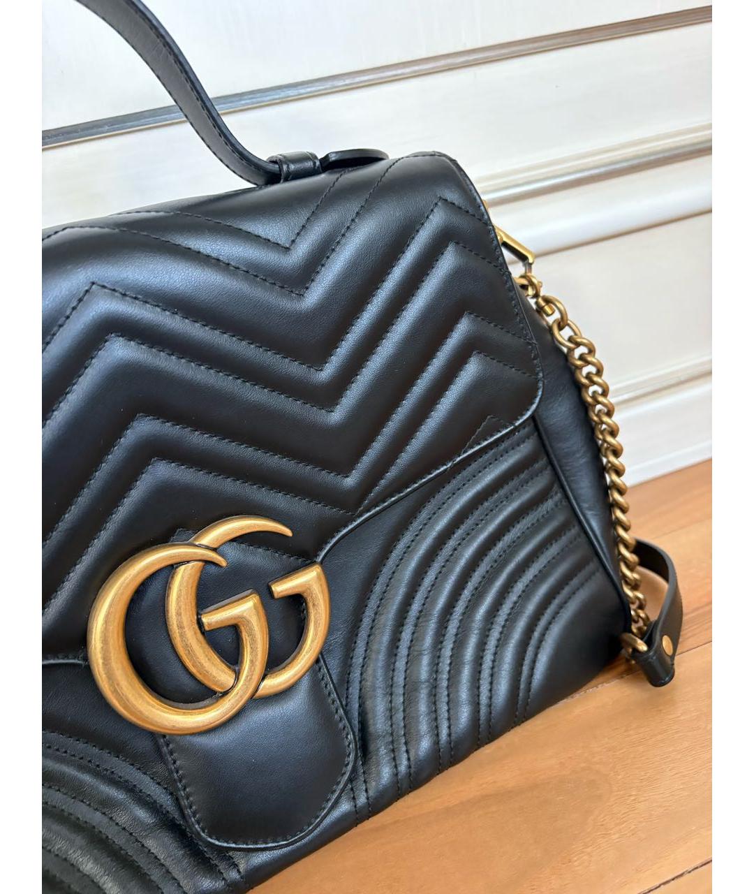 GUCCI Черная кожаная сумка через плечо, фото 2