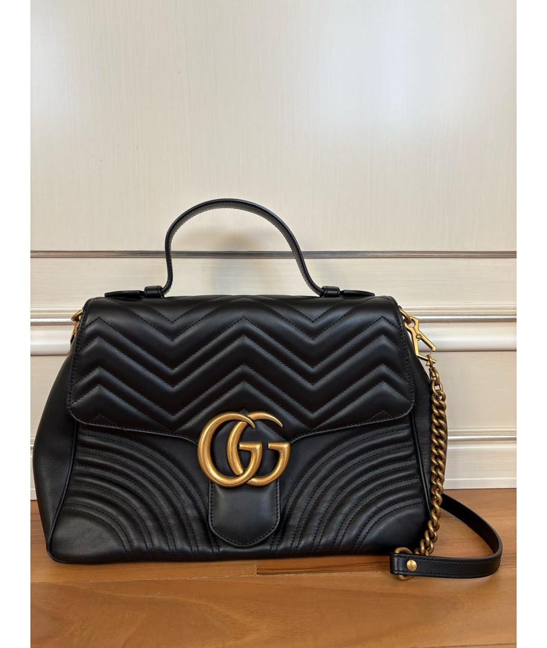 GUCCI Черная кожаная сумка через плечо, фото 5