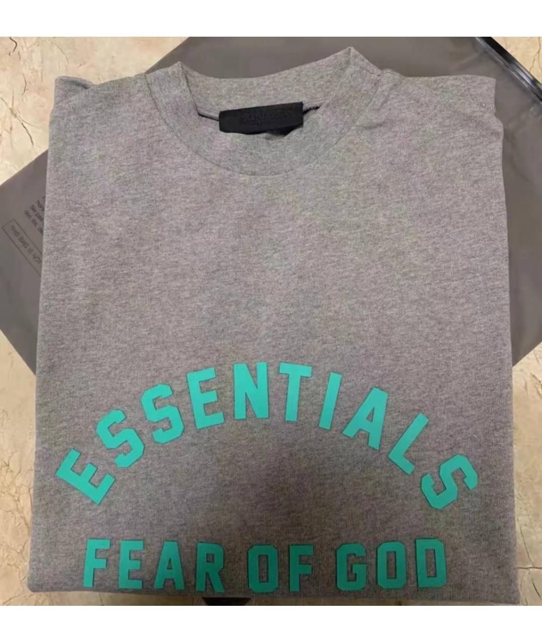 FEAR OF GOD ESSENTIALS Серая хлопковая футболка, фото 6