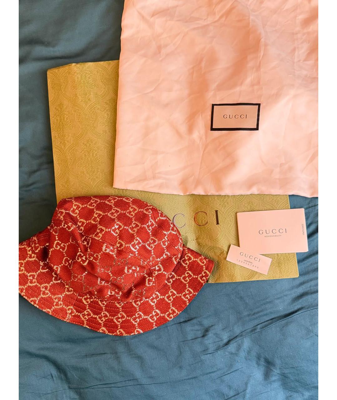 GUCCI Оранжевая хлопковая шляпа, фото 3