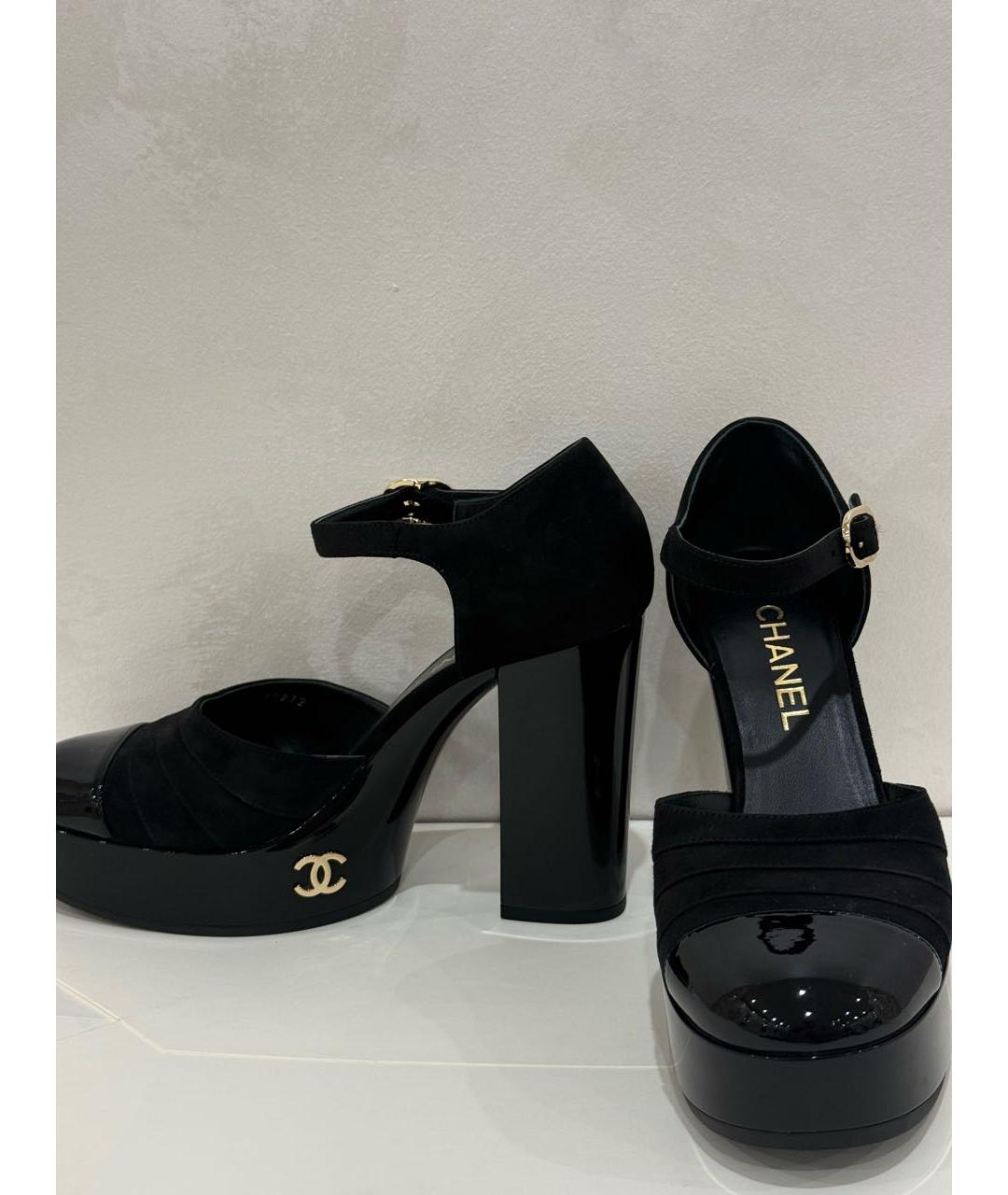 CHANEL Черные кожаные босоножки, фото 3