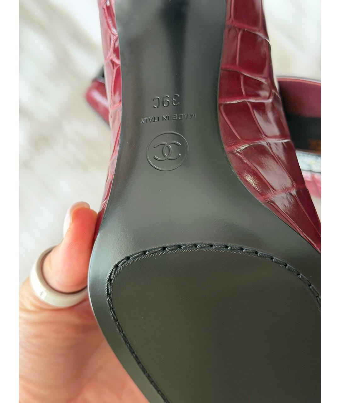 CHANEL Бордовые кожаные туфли, фото 3