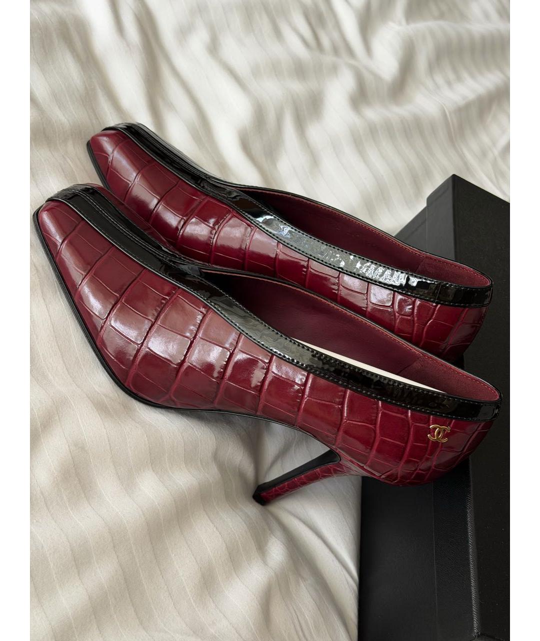 CHANEL Бордовые кожаные туфли, фото 6