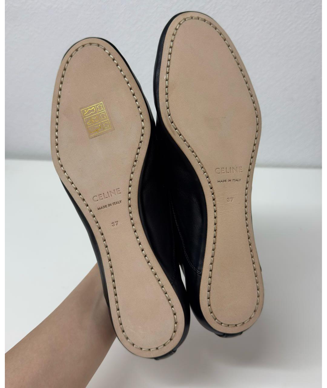 CELINE Черные кожаные мокасины, фото 6