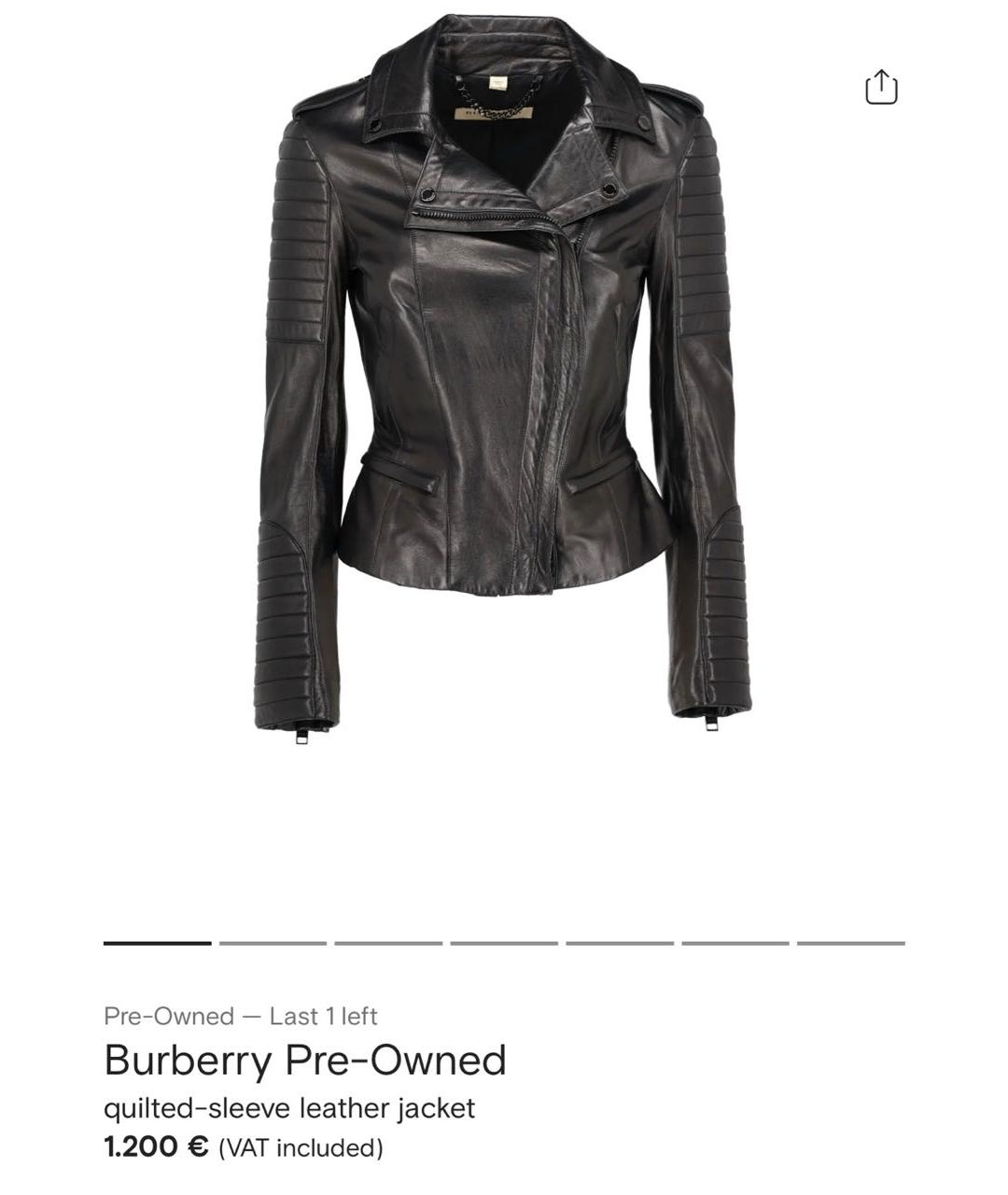 BURBERRY Черная кожаная куртка, фото 4