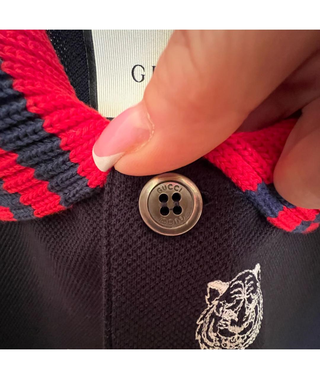GUCCI Черное хлопко-эластановое поло с коротким рукавом, фото 4