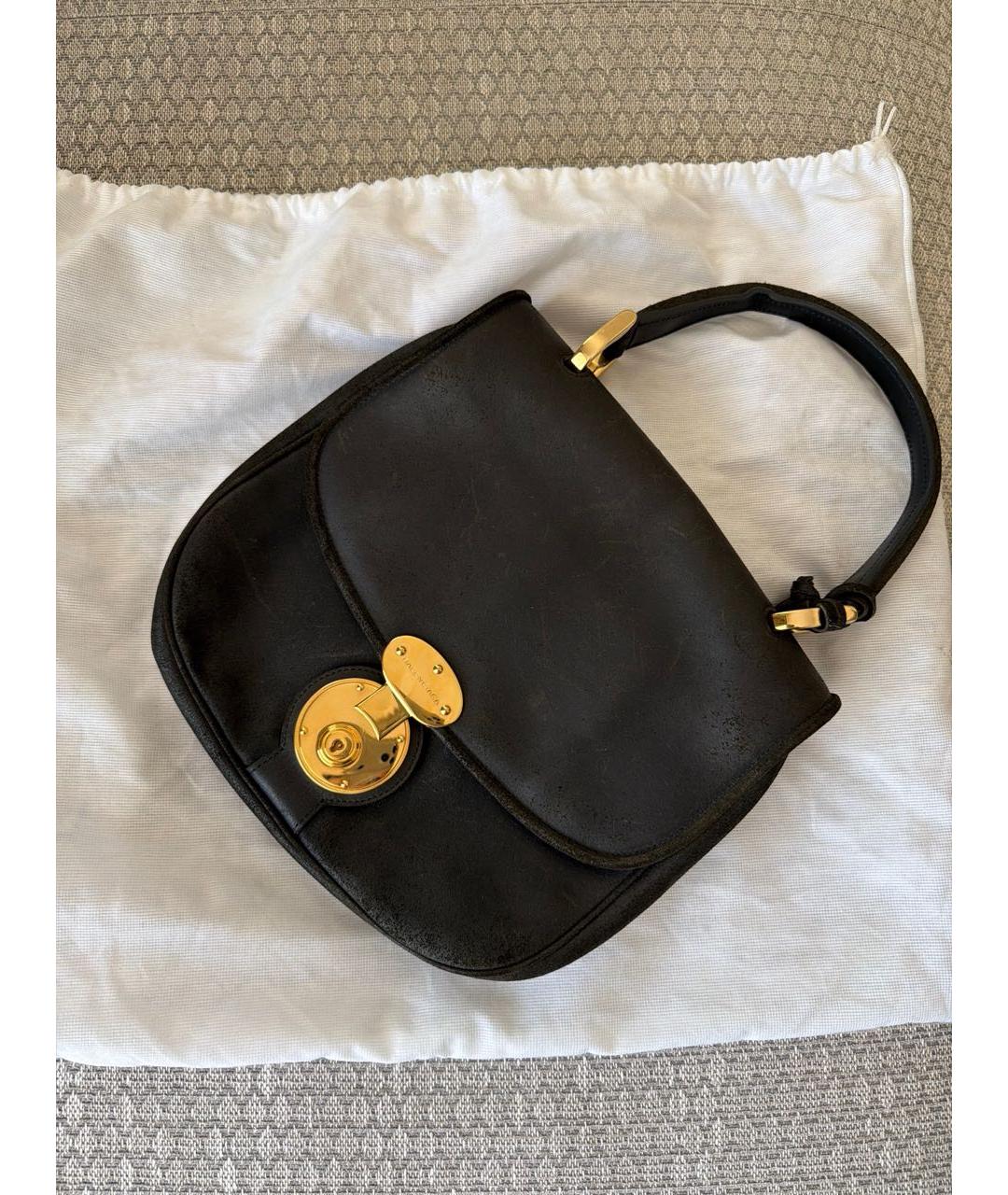 BALENCIAGA Антрацитовая кожаная сумка с короткими ручками, фото 8