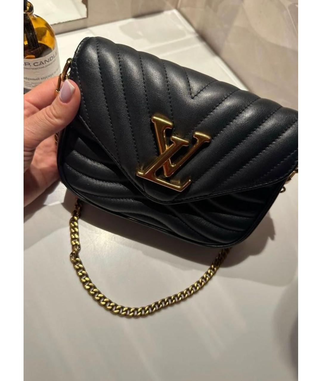 LOUIS VUITTON Черная кожаная сумка через плечо, фото 9