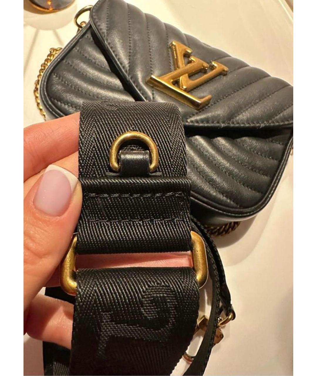 LOUIS VUITTON Черная кожаная сумка через плечо, фото 6