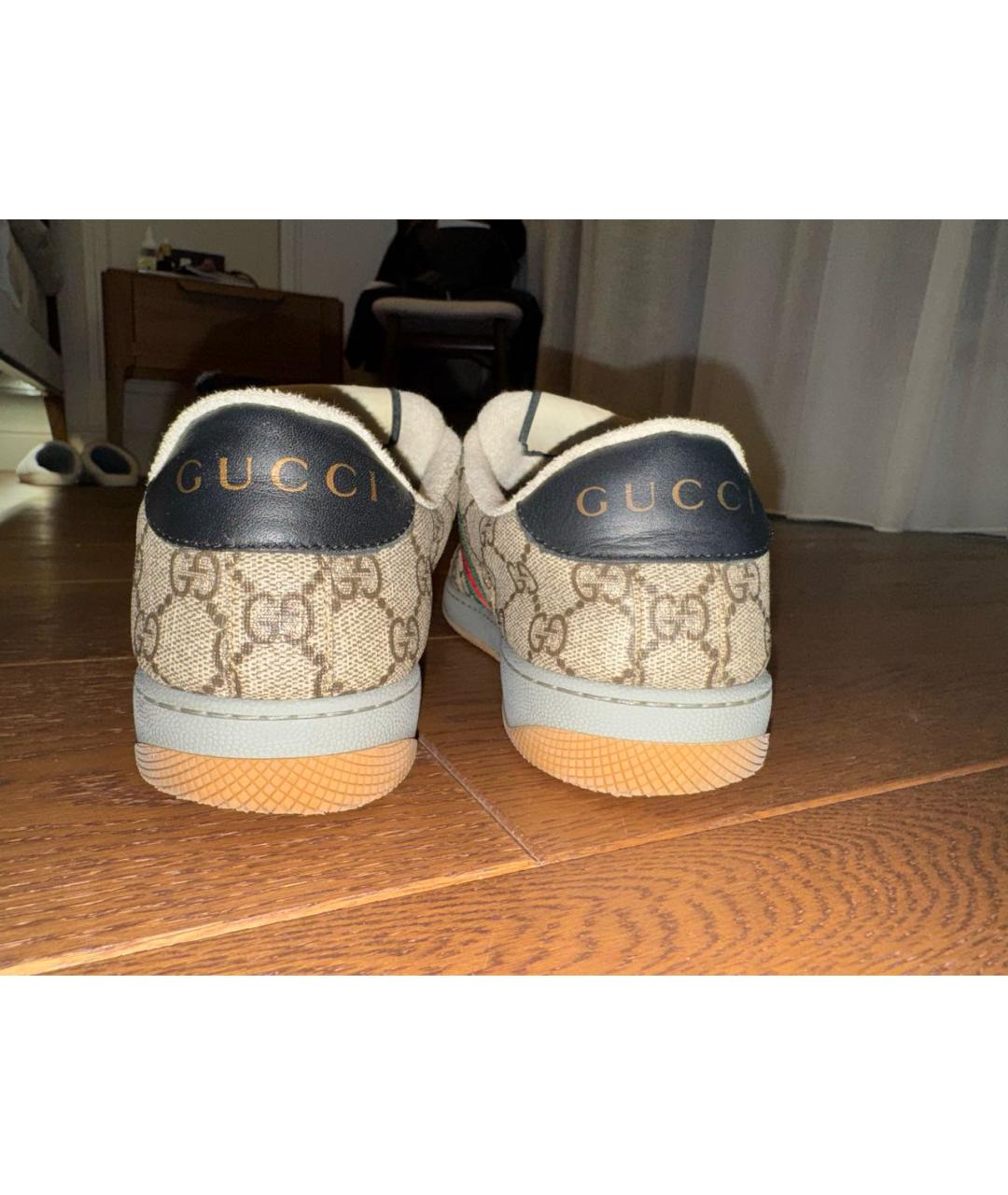 GUCCI Бежевые текстильные низкие кроссовки / кеды, фото 5