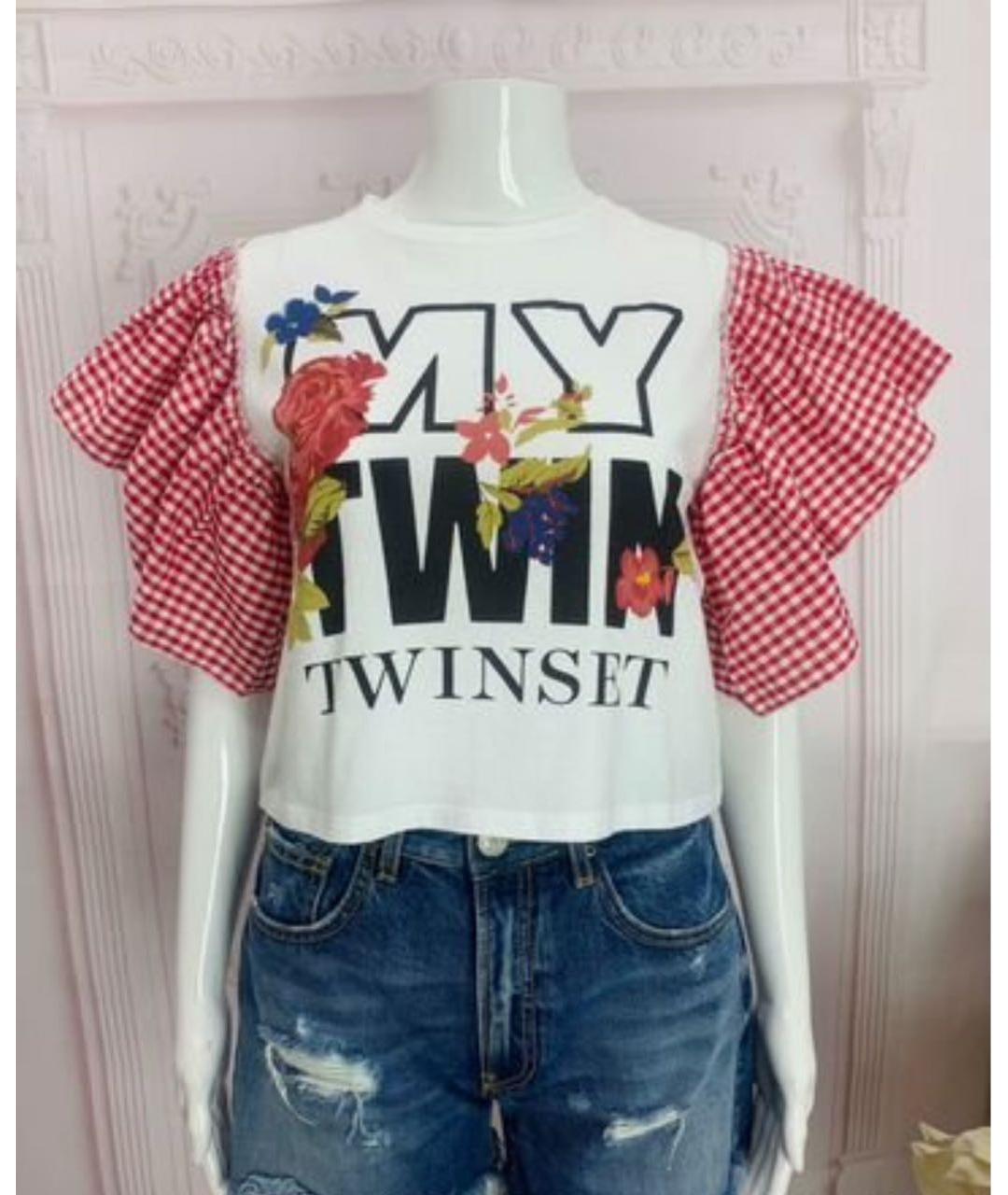 TWIN-SET Мульти хлопковая футболка, фото 6