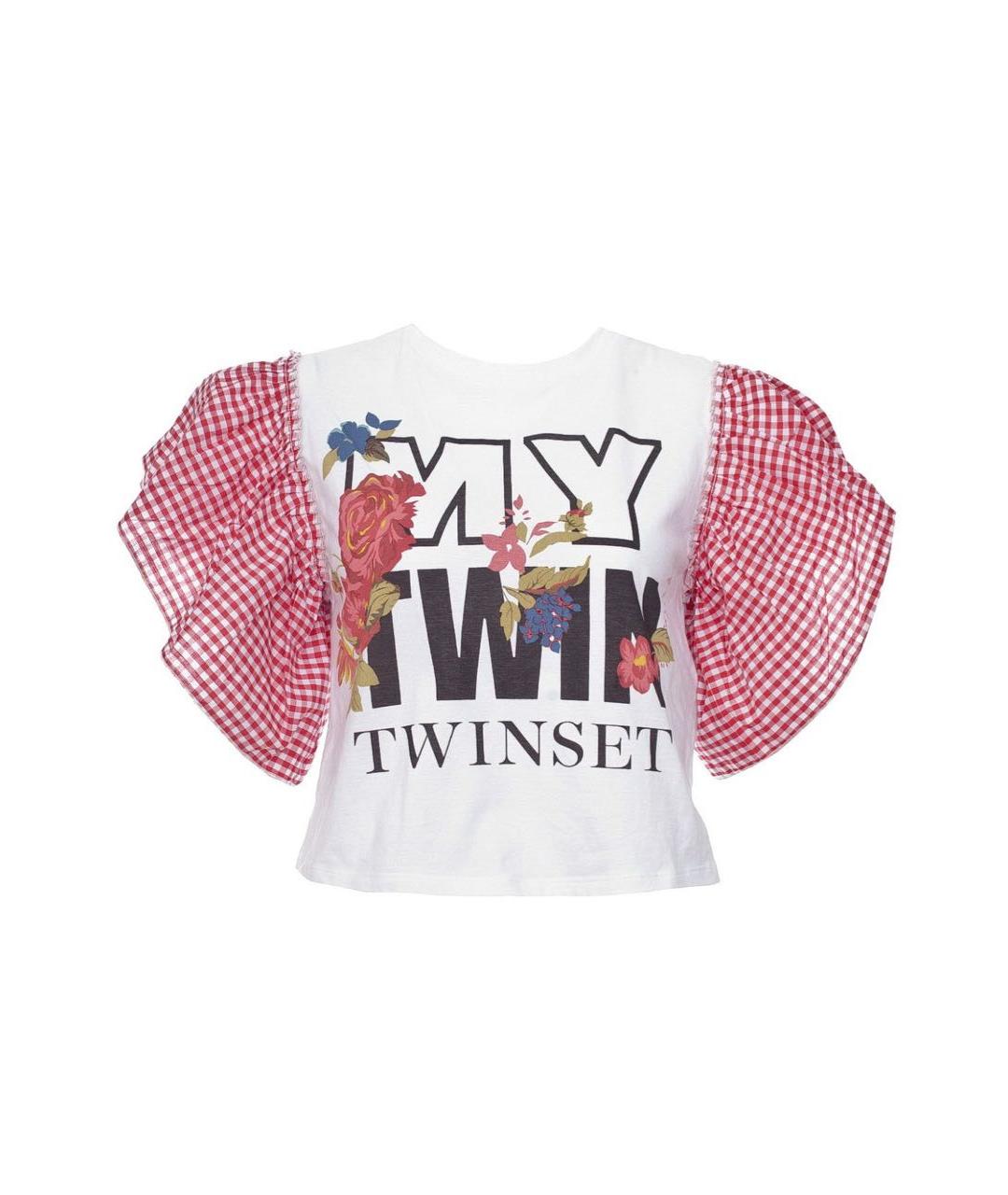 TWIN-SET Мульти хлопковая футболка, фото 9
