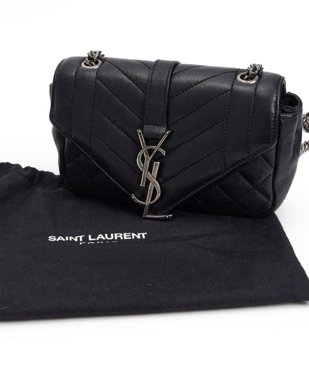 SAINT LAURENT Черная кожаная сумка через плечо, фото 8