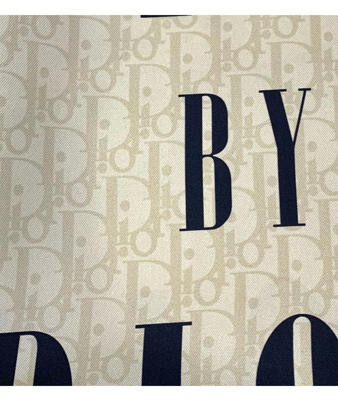CHRISTIAN DIOR Бежевый шелковый платок, фото 2