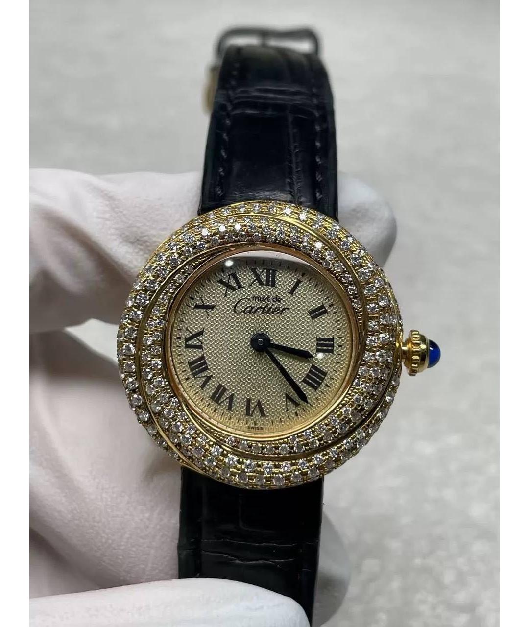 CARTIER Золотые серебряные часы, фото 8