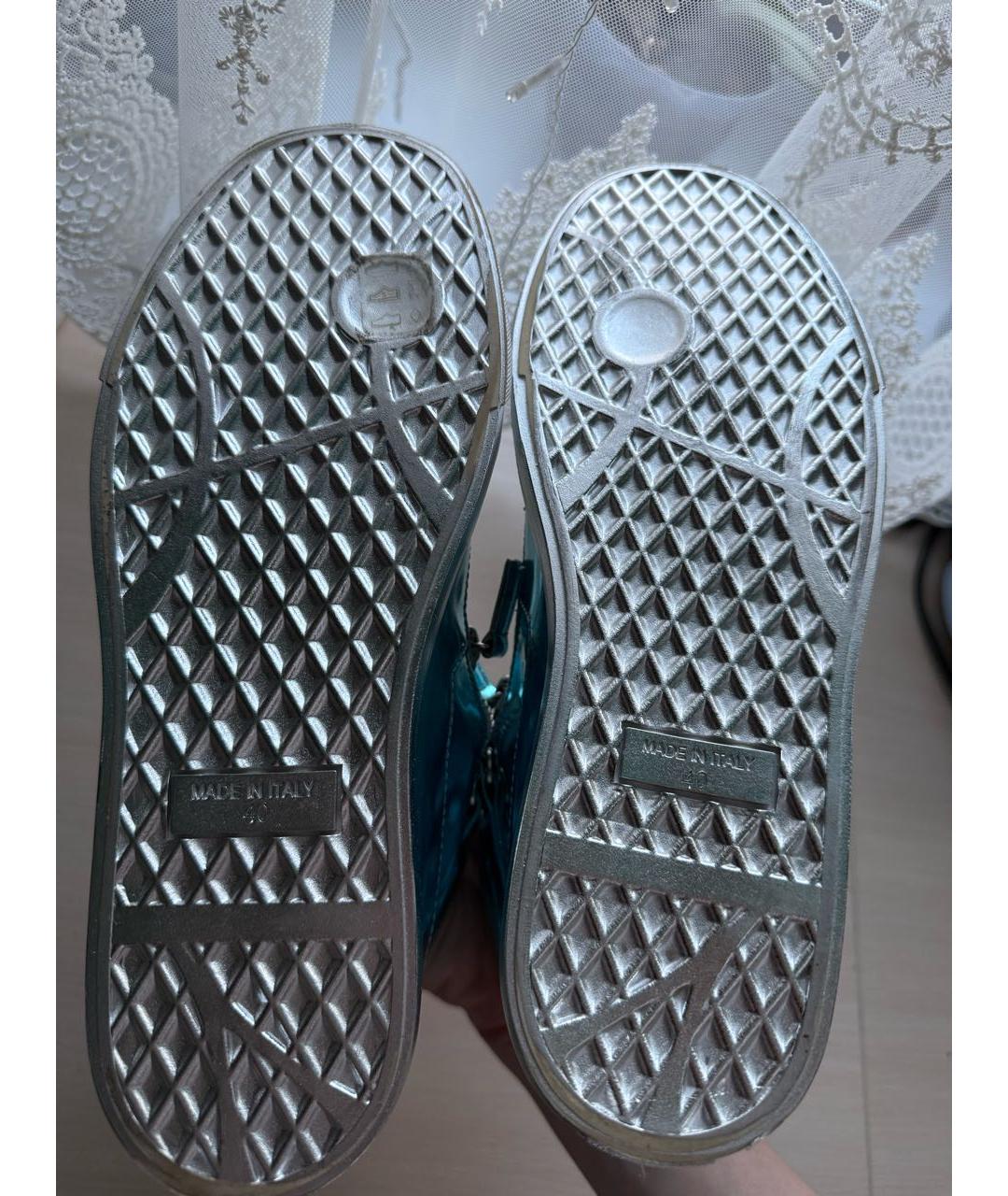 GIUSEPPE ZANOTTI DESIGN Бирюзовые высокие кроссовки / кеды из лакированной кожи, фото 5